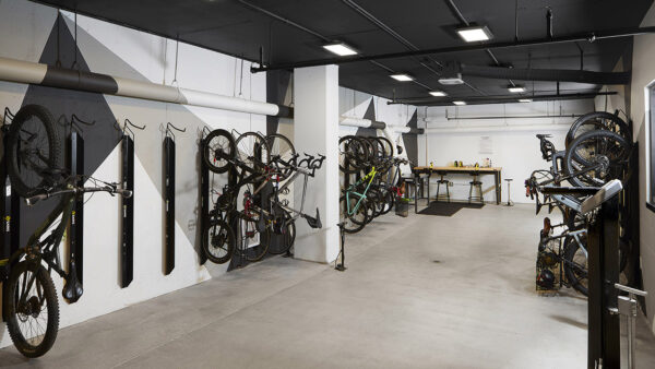 Apartment community bike storage at Griffis Cheesman Park in Denver, Colorado.