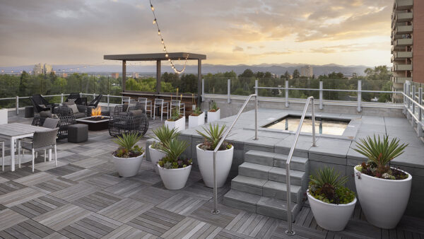 Apartment community Rooftop Deck and All-Season Spa at Griffis Cheesman Park in Denver, Colorado.