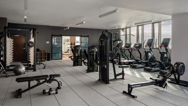 Apartment community Fitness Center at Griffis Seattle Waterfront in Seattle, Washington.
