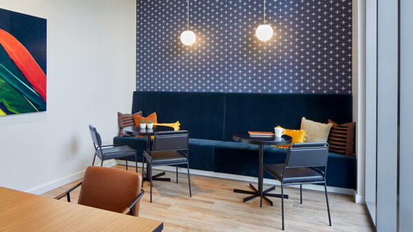 Apartment community Co-Working Lounge at Griffis South Waterfront in Portland, Oregon.