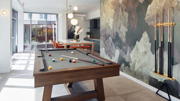 Apartment community Resident Lounge Lounge at Griffis South Waterfront in Portland, Oregon.