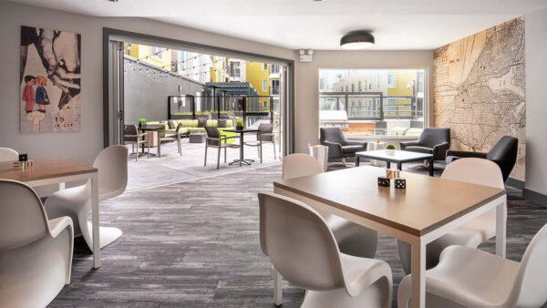 Apartment community Resident Lounge at Griffis Belltown in Seattle, Washington.