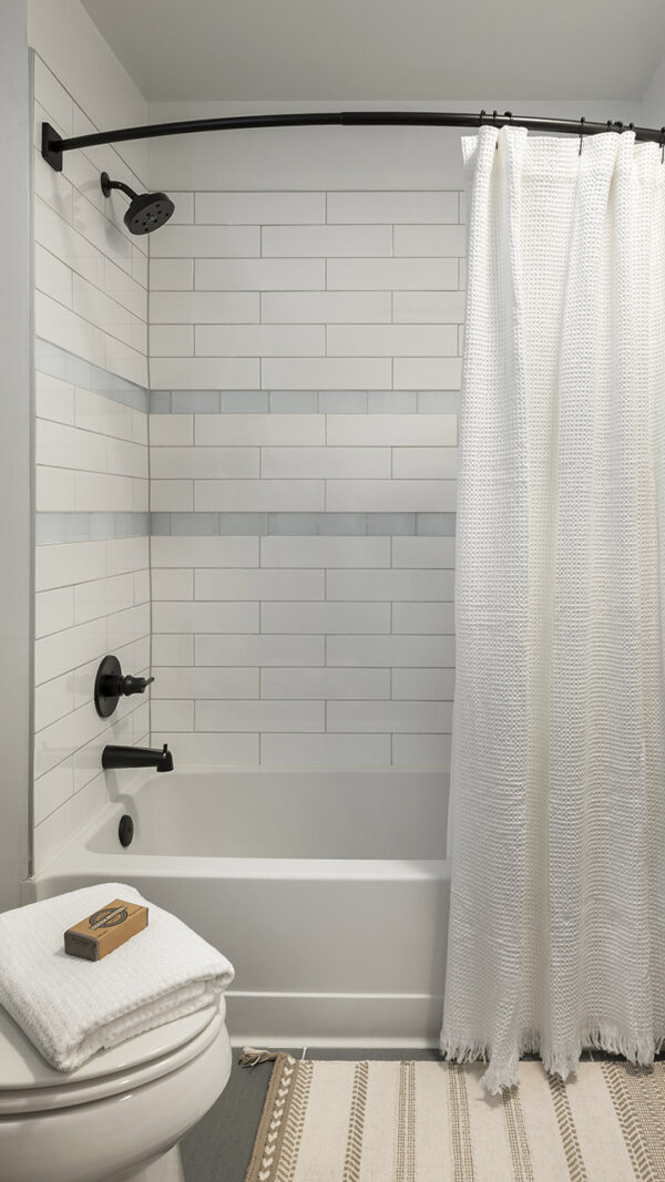 Apartment Bathroom with large soaking tub.