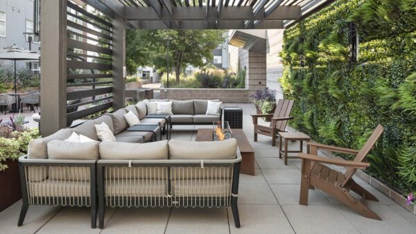 Apartment community outdoor fire pit at Griffis Cherry Creek in Denver, Colorado.