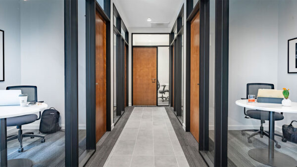 Apartment community business center with conference room at Griffis Lake Washington in Renton, Washington.