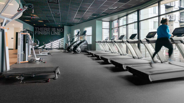 Apartment community 24-hour fitness center at Griffis Lake Washington in Renton, Washington.