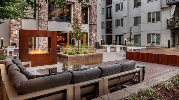Apartment community Outdoor Lounge at Griffis Lake Washington in Renton, Washington.