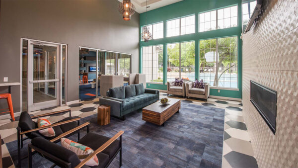 Apartment community Resident Lounge at Griffis Lakeline Station in Austin, Texas.