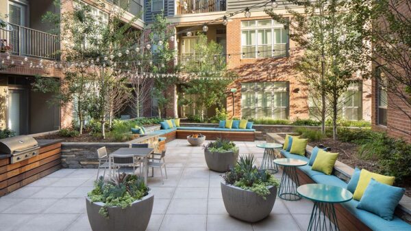 Apartment community Outdoor Lounge at Griffis North Union in Denver, Colorado.