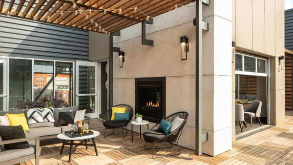Apartment community rooftop deck at Griffis North Union in Denver, Colorado..