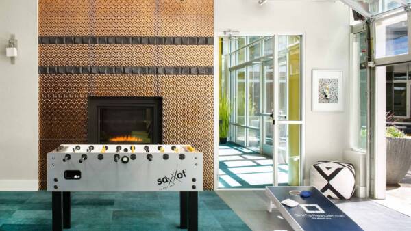 Apartment community Entertainment Room at Griffis Union Station in Denver, Colorado.