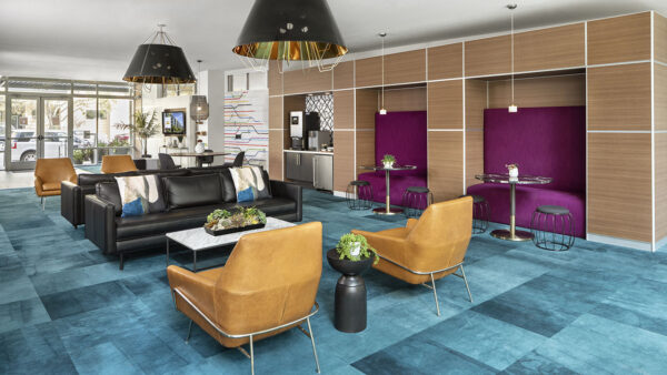 Apartment community Resident Lounge at Griffis Union Station in Denver, Colorado.