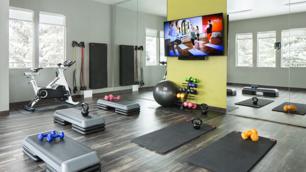 Apartment community yoga studio a Sagebrook in Colorado Springs, Colorado.