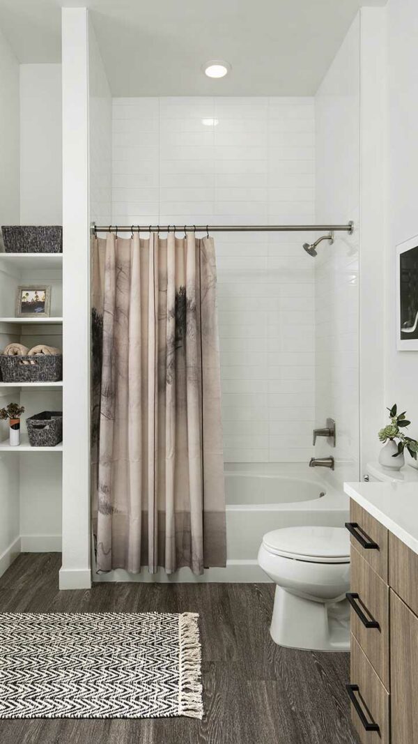 Apartment Bathroom with large soaking tub.