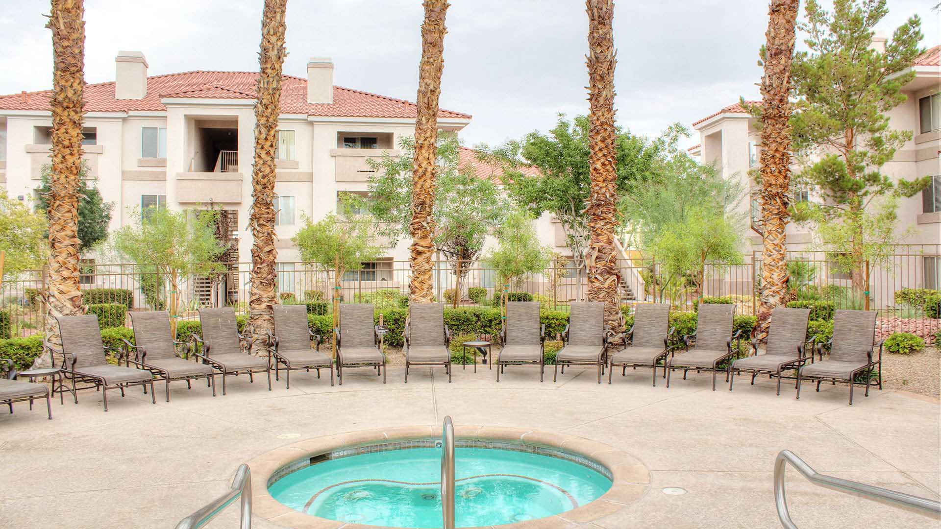 Apartment community hot tub spa at Griffis Summerlin South in Las Vegas, Nevada.
