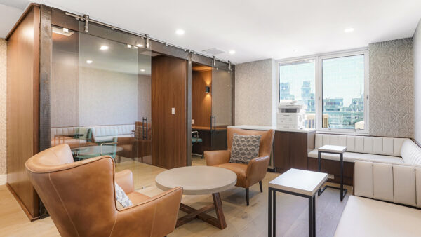 Business center with coworking pods