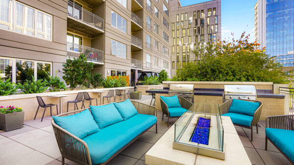 Outdoor lounge and grilling stations