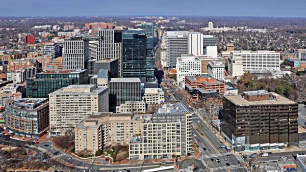 Aerial view of Bethesda, Maryland.