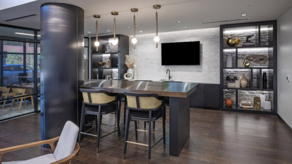 Apartment community resident lounge at Griffis Edgemoor in Bethesda, Maryland.