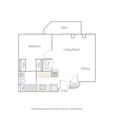 Rendering of the Bell Platinum floor plan with 1 bedroom[s] and 1 bathroom[s] at Griffis Belltown