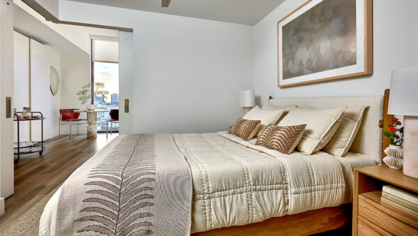 Apartment Bedroom with Wood Style Flooring