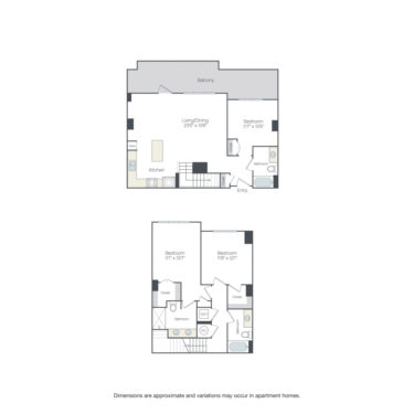 Rendering of the Waverly floor plan with 3 bedroom[s] and 3 bathroom[s] at Griffis Edgemoor