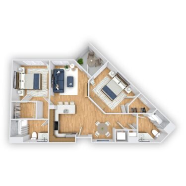 Rendering of the Northwood Platinum floor plan with 2 bedroom[s] and 2 bathroom[s] at Griffis South Bay