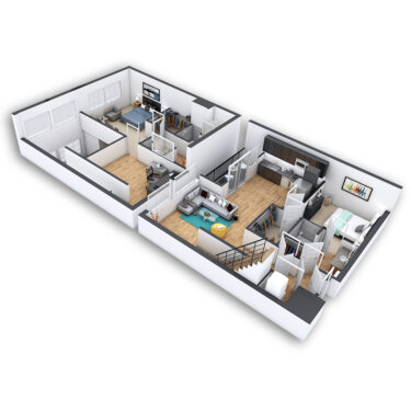Rendering of the Washington Park Platinum floor plan with 2 bedroom[s] and 2 bathroom[s] at Griffis North Union