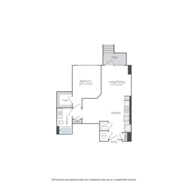 Rendering of the Chevy Chase floor plan with 1 bedroom[s] and 1 bathroom[s] at Griffis Edgemoor