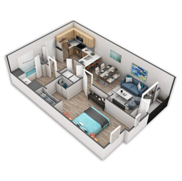 Rendering of the Westlake floor plan with 1 bedroom[s] and 1 bathroom[s] at Griffis Belltown