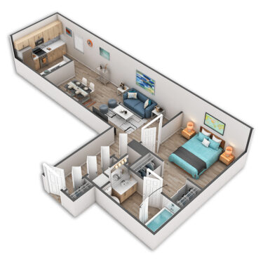 Rendering of the Madison Platinum floor plan with 1 bedroom[s] and 1 bathroom[s] at Griffis Belltown