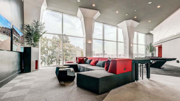 Griffis Platinum Triangle resident lounge with TVs.