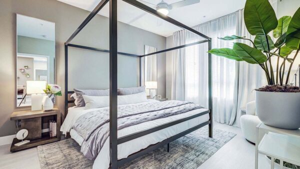 Griffis Platinum Triangle apartment bedroom.