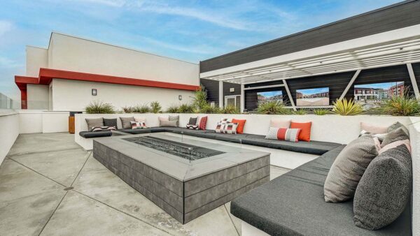 Griffis Platinum Triangle rooftop deck with firepit.