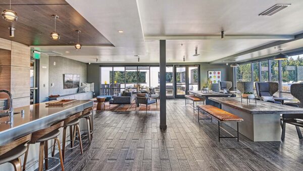 Griffis Shoreline sky lounge with plush seating.