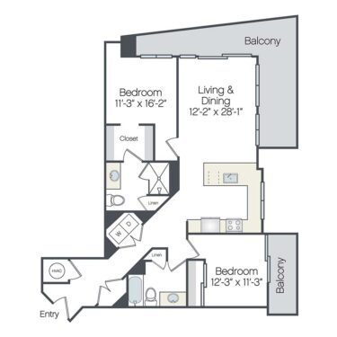 Rendering of the Sebastian floor plan with 2 bedroom[s] and 2 bathroom[s] at Griffis West Palm