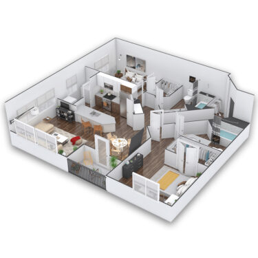 Rendering of the Thomas Platinum floor plan with 2 bedroom[s] and 2 bathroom[s] at Griffis Cherry Creek