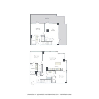 Rendering of the Woodmont floor plan with 3 bedroom[s] and 3 bathroom[s] at Griffis Edgemoor