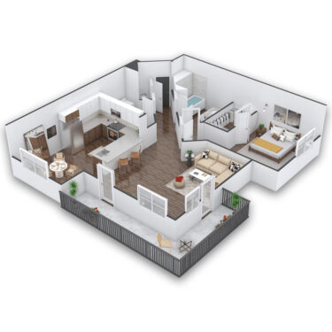 Rendering of the Obree floor plan with 1 bedroom[s] and 1 bathroom[s] at Griffis Cherry Creek