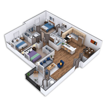 Rendering of the Lionsgate floor plan with 3 bedroom[s] and 2 bathroom[s] at Griffis North Creek