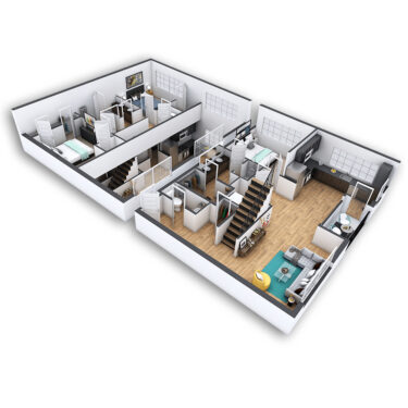 Rendering of the Whittier Platinum floor plan with 3 bedroom[s] and 2.5 bathroom[s] at Griffis North Union