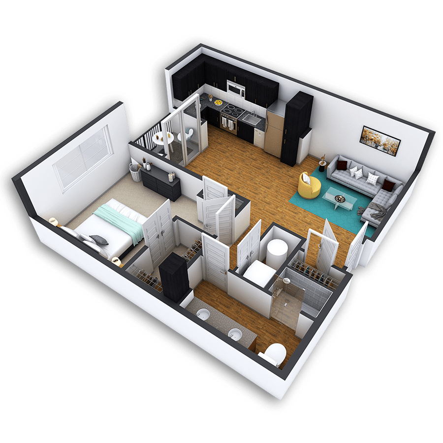 Rendering of the Congress Park Platinum floor plan with 1 bedroom[s] and 1 bathroom[s] at Griffis North Union