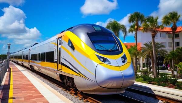 Brightline public train in West Palm Beach.