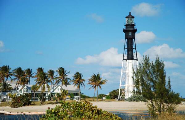 Classic lighthouse on the beach near Griffis Pompano Beach.