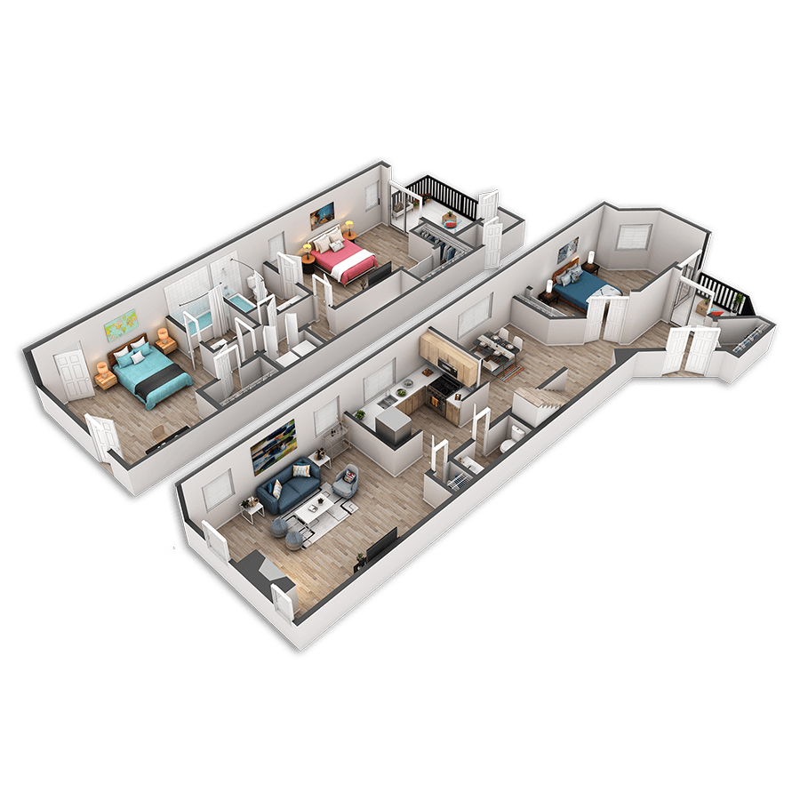 Rendering of the Benaroya Platinum floor plan with 2 bedroom[s] and 2.5 bathroom[s] at Griffis Belltown