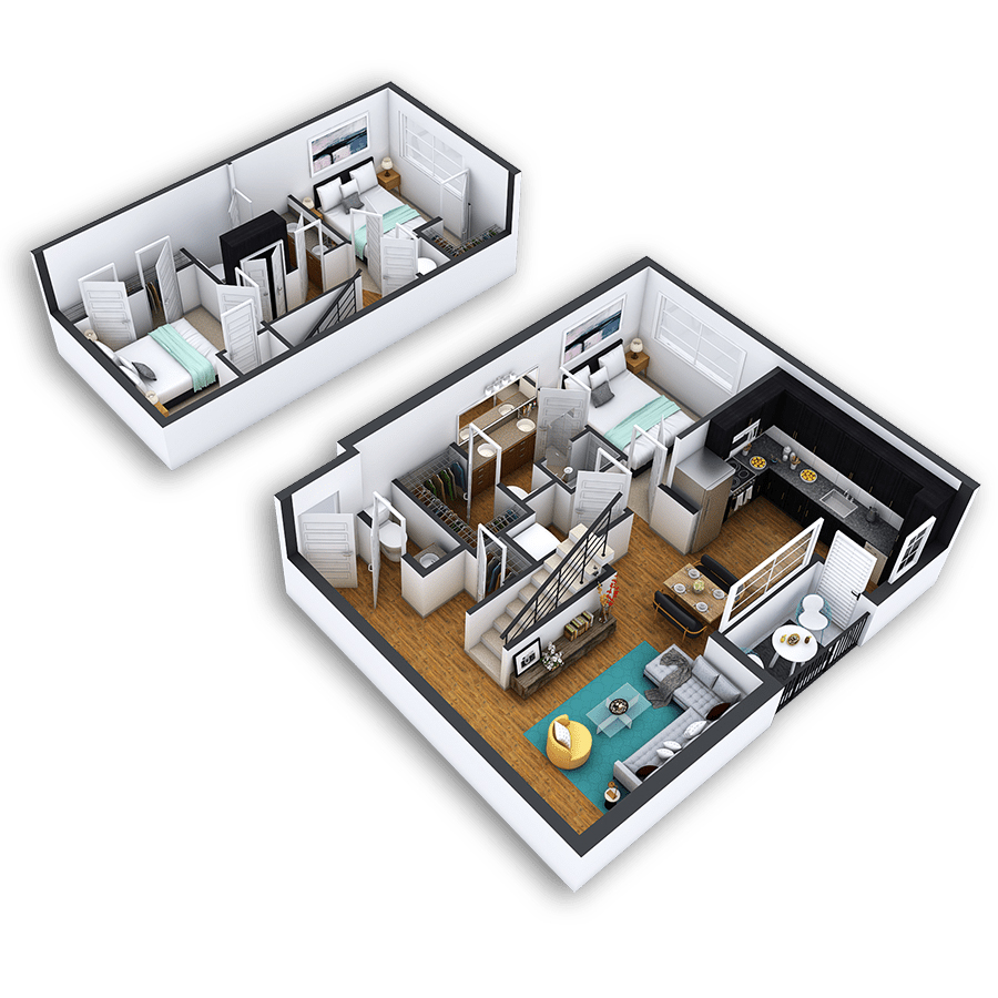 Rendering of the Westwood Platinum floor plan with 3 bedroom[s] and 2.5 bathroom[s] at Griffis North Union