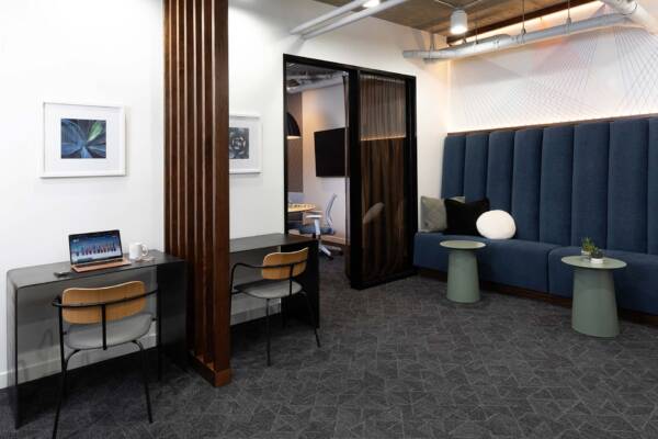Griffis East Village apartment community business center and coworking lounge in San Diego, CA.