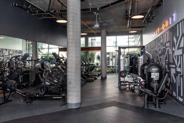 Griffis East Village apartment community 24-hour fitness center in San Diego, CA.