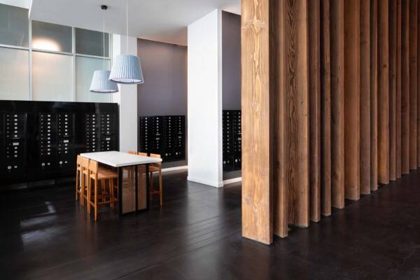 Griffis East Village apartment community mail room in San Diego, CA..