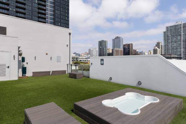 Griffis East Village apartment community off-leash dog park in San Diego, CA..